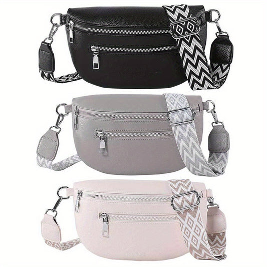 Women Casual Waist Bag, PU Leather Retro Fanny Pack, Multi-pocket Travel Outdoor Chest Bag