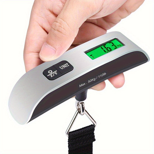 Compact 110Lb/50Kg Digital Luggage Scale - Portable Handheld Design with Backlit LCD Display, Battery-Powered (Non-Rechargeable)