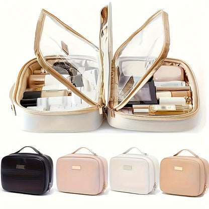 1pc Large Capacity Travel Makeup Bag With Clear Cosmetic Pouch - Perfect For Women's Toiletries And Makeup