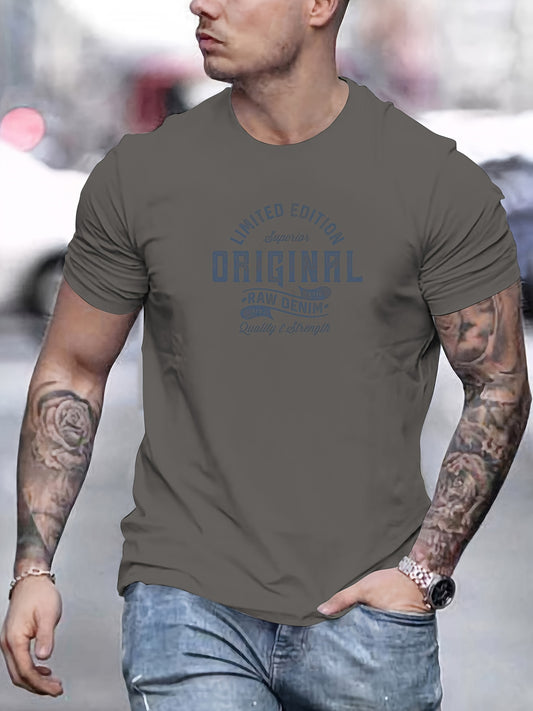 Men's Basic Cotton T-Shirt - 100% Cotton, Crew Neck, Slight Stretch, Solid Color, Regular Fit, Knit Fabric, Casual Summer Tee with ORIGINAL Graphic