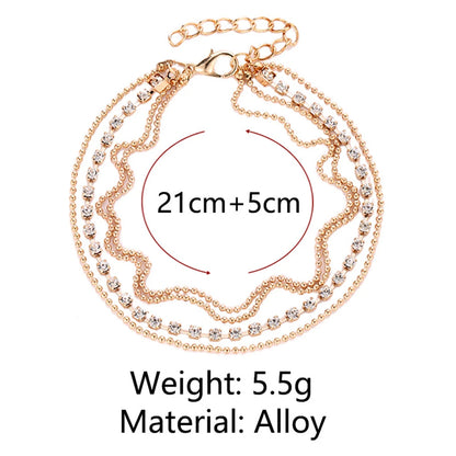 1pc Multi-layer Sexy Crystal Ankle Anklets Summer Bracelet Charm Anklets Beach Foot Wedding Gifts Jewelry Accessories