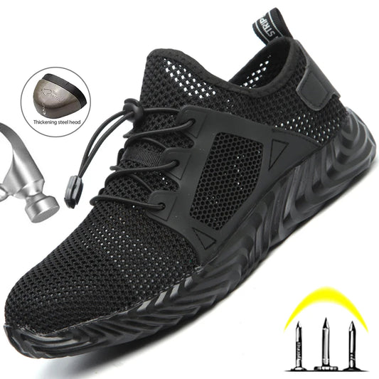 Indestructible Work Shoes Men Women Steel Toe Cap Work Safety Shoes Puncture-Proof Boots Lightweight Breathable Work Sneakers