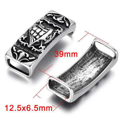 Stainless Steel Slide Charms Rectangle Skull Punk Slider Bead Fit 12*6mm Leather DIY Components Men Jewelry Making Supplies