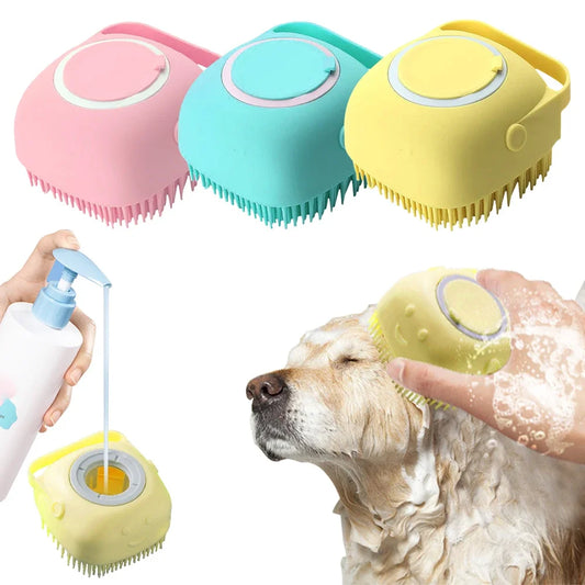 Pet Shower Cleaning Grooming Tool Fixed Collar Shampoo Massager Soft  Bathing Brush Adjustable Restrainer Dog Cat Pet Supplies