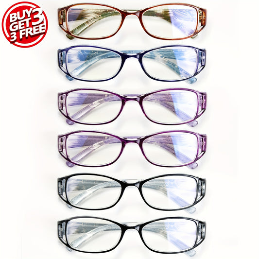 Fashionable Reading Glasses with Colorful Printed Frames - Rectangular Shape, PC Lens, and No Accessories Included